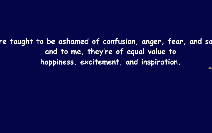 We're taught to be ashamed of confusion, anger, fear, & sadness and to me, they're or equal value to happiness, excitement, and inspiration.