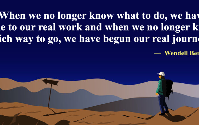 When we no longer know what to do, we have come to our real work and when we no longer know which way to go, we have begun our real journey.