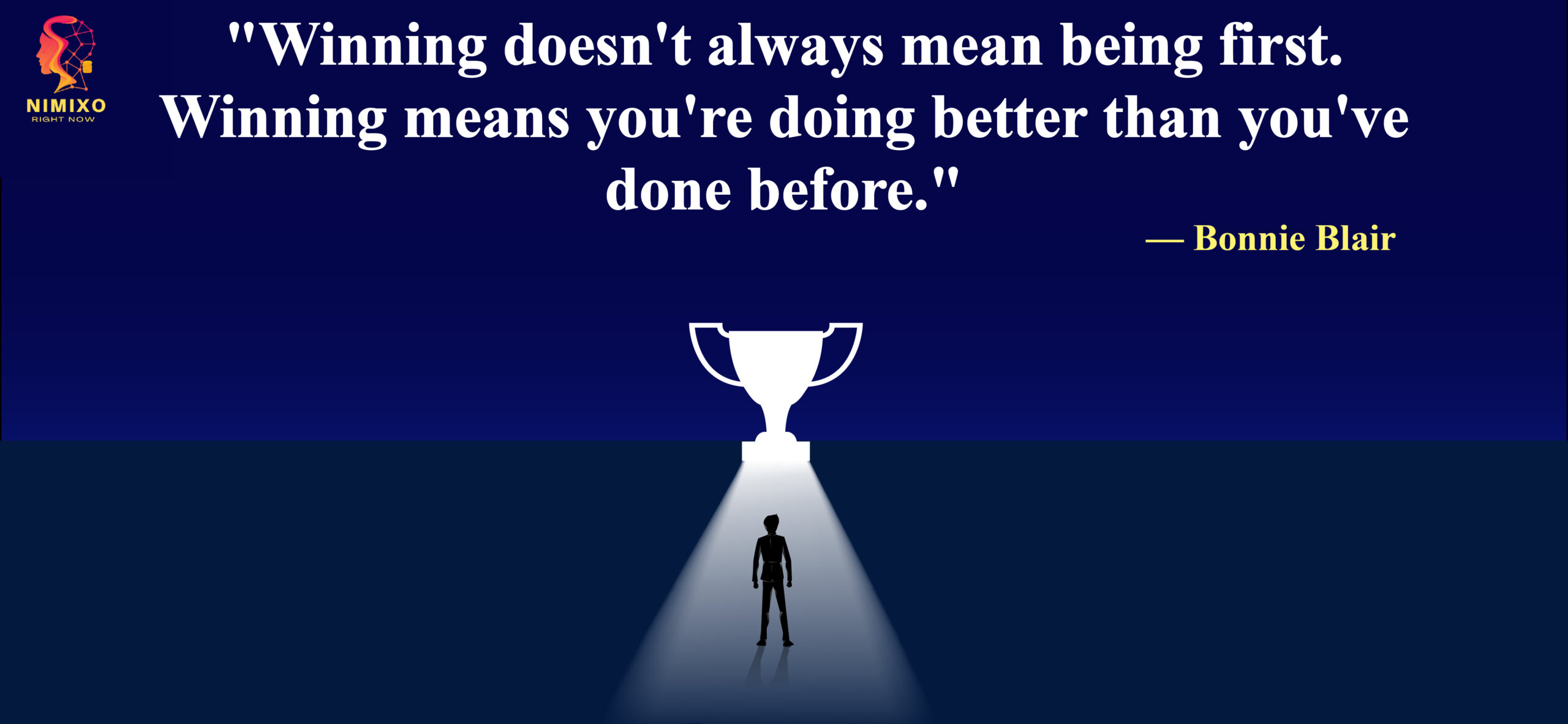 Winning doesn't always mean being first. Winning means you're doing better than you've done before. -Bonnie Blair