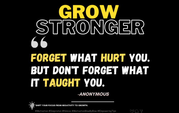 Ouch to Onward: Inspirational Quotes for Healing & Growth. Forget what hurt you. But don't forget what it taught you. -Anonymous