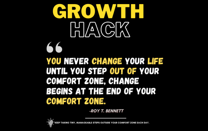 Unleash Your Potential: Breakthrough for Personal Growth. You never change your life until you step out of your comfort zone, change begins at the end of your comfort zone. -Roy T. Bennett