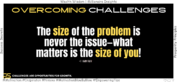 Embrace Problems as Opportunities and Grow Fearlessly. The size of the problem is never the issue—what matters is the size of you! -T. Harv Eker