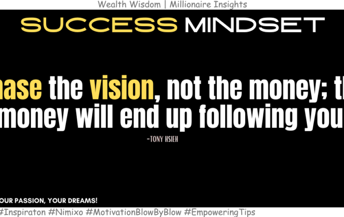 How to Reclaim Your Life: Live Intentionally, Chase your Passion. Chase the vision, not the money; the money will end up following you. -Tony Hsieh