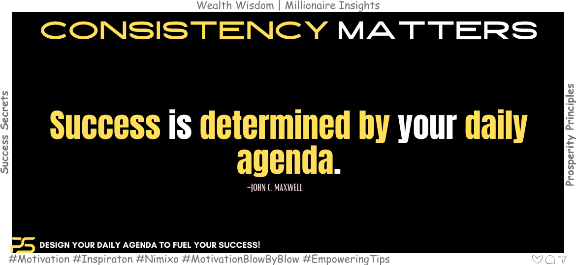 Want Success? Craft Your Daily Game Plan Now! Success is determined by your daily agenda. -John C. Maxwell