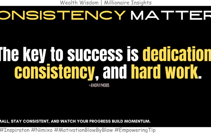 Small Steps, Big Results: Consistency Wins. The key to success is dedication, consistency, and hard work. -Anonymous