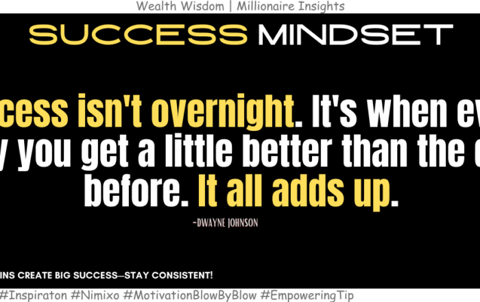 What Successful People Do Every Day? Success isn't overnight. It's when every day you get a little better than the day before. It all adds up. -Dwayne Johnson